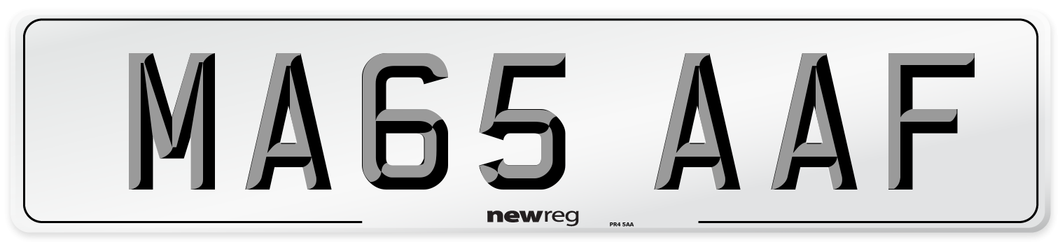 MA65 AAF Number Plate from New Reg